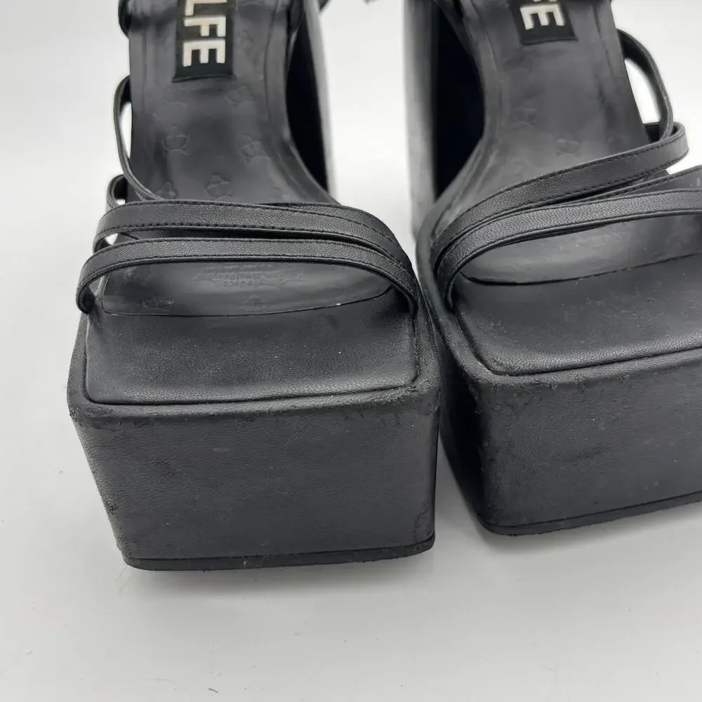 Naked Wolfe Jada Leather Platform Sandals Heels Women's 9 Y2K Brat - Picture 10 of 12